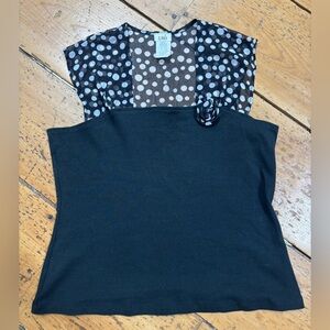 Vintage Black and White Polka Dot Top